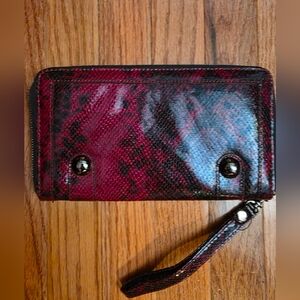 Express Red and Black Faux Snakeskin Wristlet Wallet